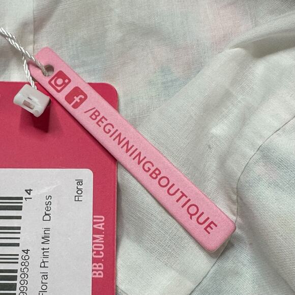 Beginning Boutique Dress Womens 10 Pink Fleurette Floral‎ Mini Slip Babydoll NWT - Picture 7 of 10